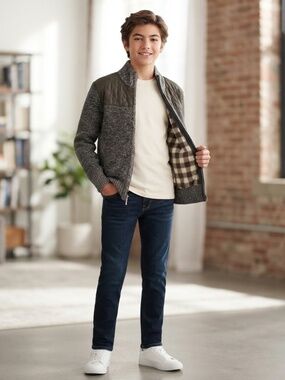 Gioberti Boy's Knitted Full Zip Cardigan Sweater, Flannel ...